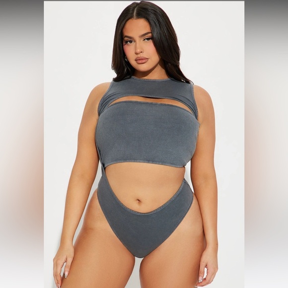 Kamille Washed Cut Out Bodysuit | Charcoal | NEW/NWT!!🖤🔥🖤🔥 - Picture 4 of 9